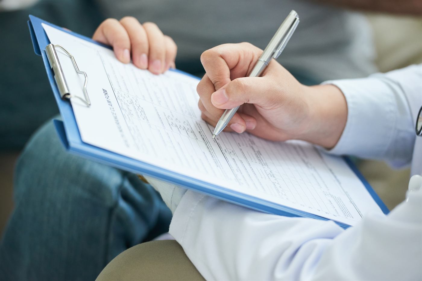 Filling out a form on a clipboard